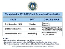 JUST IN: GES Releases Corrected 2026 Promotion Examination Timetable: Check New Dates